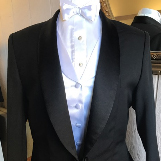 Black and white tux with pin stripes