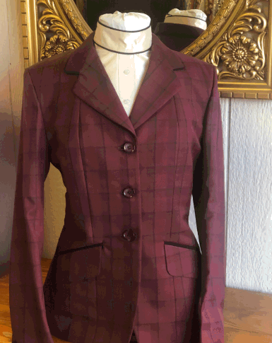 Light Tan Plaid-Chocolate Brown Collar Navy Pipping with Belt
