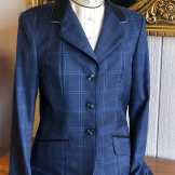 Navy and Black Window Pane-black Collar Hunter Coat