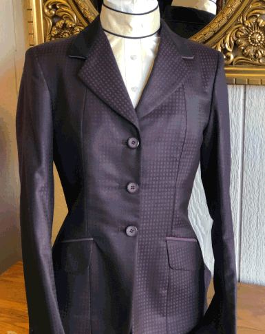 Dark Plum/Black Square-Black Collar with Plum Pipping With Belt