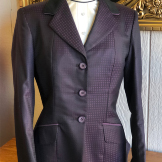 Dark Plum/Black Square-Black Collar with Plum Pipping With Belt