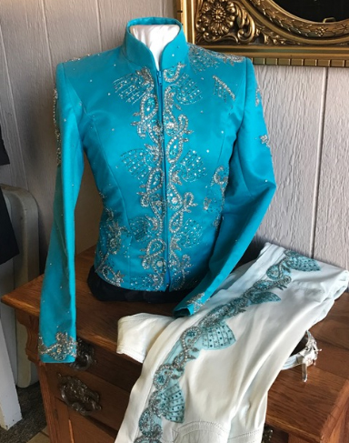 teal sparkle Western Jackets